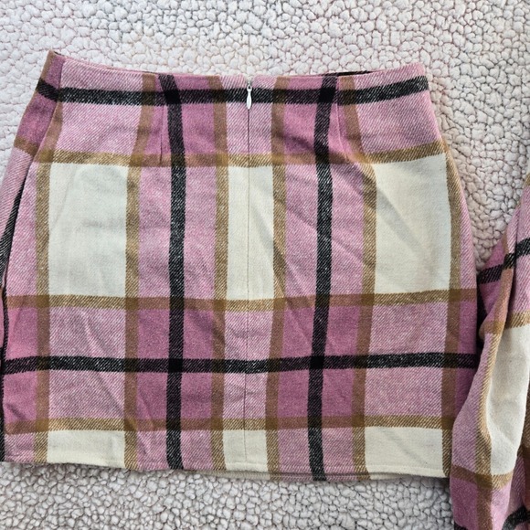 Womens‎ 4 Shacket Shirt Jacket Mini Skirt 2pc Outfit Preppy Pink Plaid Angelcore - Picture 9 of 11